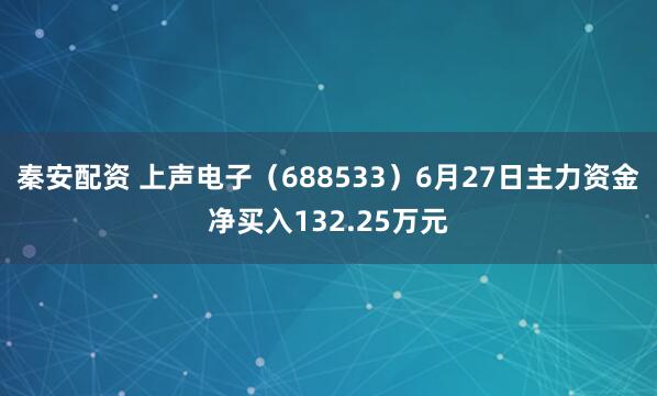 秦安配资 上声电子（688533）6月27日主力资金净买入132.25万元